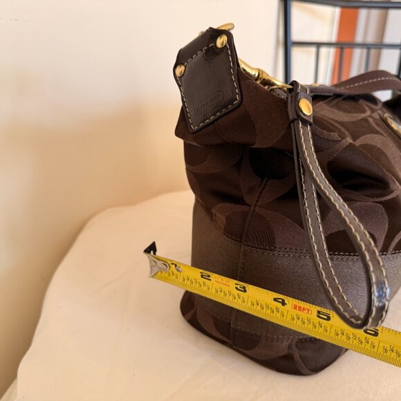 Authentic Coach Monogram Brown Small Shoulder/Wristlet Bag, Brown Lining - Picture 12 of 12